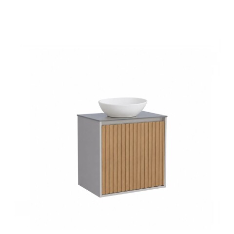 Mueble de baño suspendido Tulipa Jequitiba/Nude 60cm con bacha de loza Mueble De Baño Suspendido Tulipa Jequitiba/nude 60cm Con Bacha De Loza
