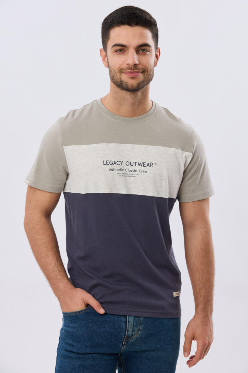 REMERA RAYADA DE ALGODÓN - Azul 