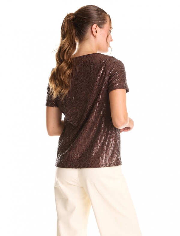 Blusa Lentejuelas MARRON