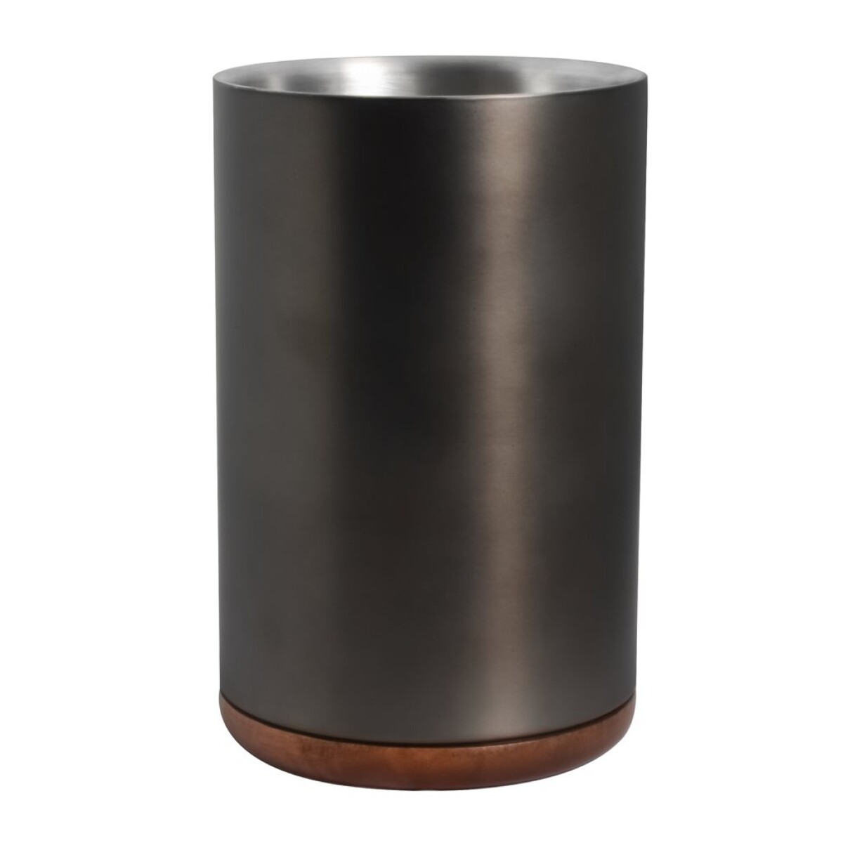 PORTA BOTELLA BASE MADERA EXT. NEGRO MATE D12X18CM 