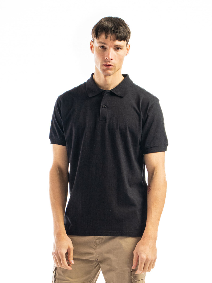 Remera Algodón Polo Jersey - Negro 