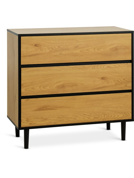 Cómoda ODENSE 3 cajones color roble/negro Cómoda ODENSE 3 cajones color roble/negro