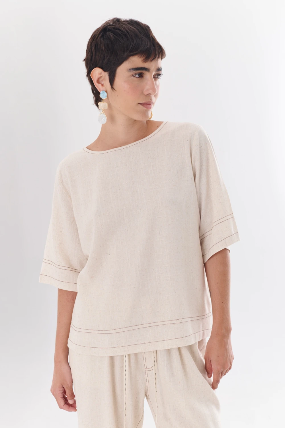 BLUSA LINO EVA beige 1