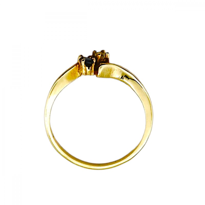 Anillo Toi ei Moi-Oro bajo-Piedra Zafiro y Zirconia-AN8132 conpiedra