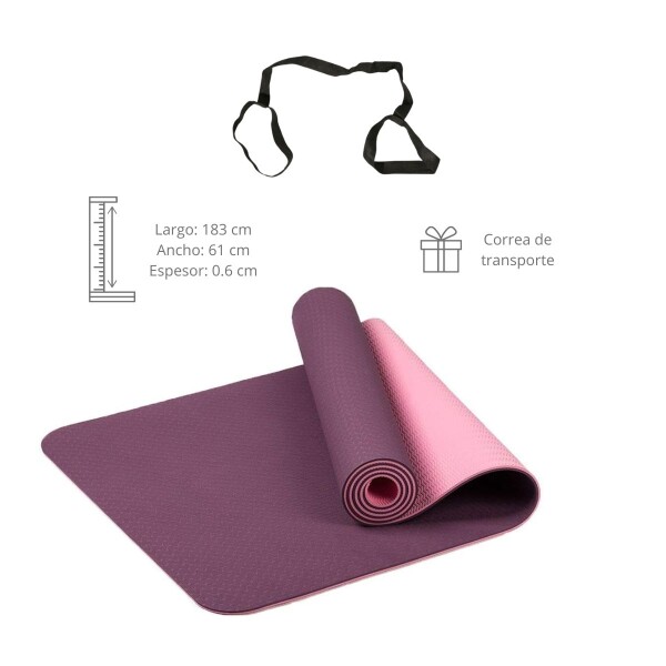 Colchoneta Mat Tpe 6 Mm Doble Color Rosa Yoga Pilates con Correa Colchoneta Mat Tpe 6 Mm Doble Color Rosa Yoga Pilates con Correa