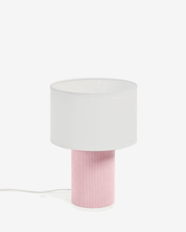 Lámpara de mesa Bianella de pana rosa