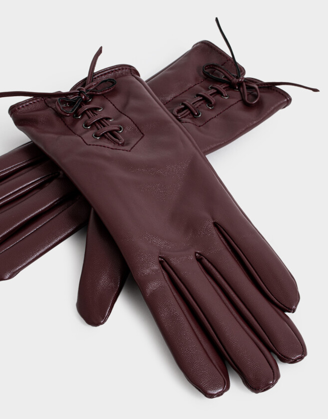 Guantes Varios Noche Guantes De Cuerina - Rojo Burdeaux