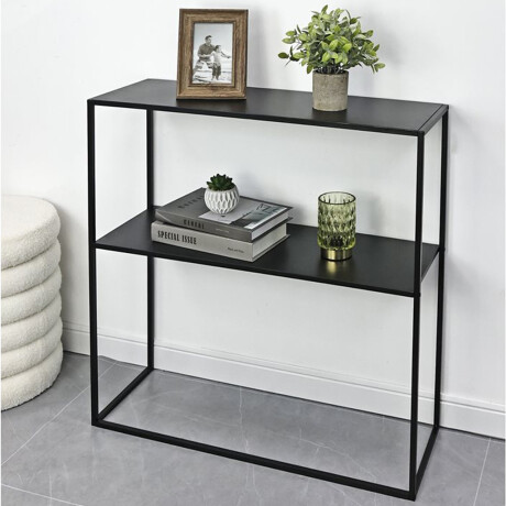 Mesa Auxiliar Consola 2 Niveles Metal Moderna 78x27x78 cm Negro