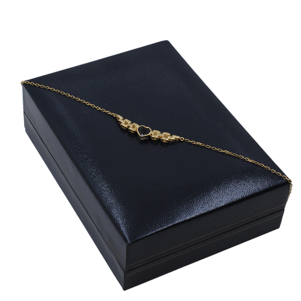 Cadena forcet oro 18k ,centro con zafiro azul tallado corazón Cadena forcet oro 18k ,centro con zafiro azul tallado corazón