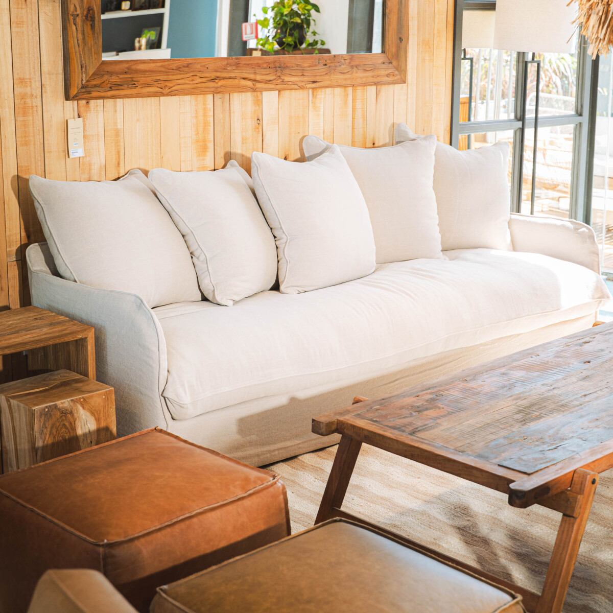 Sofá Aloe Lino Latte, 2.40m 