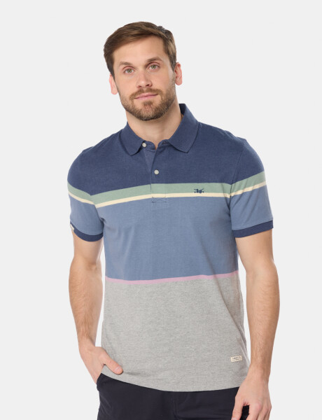 REMERA POLO RAYADA Azul
