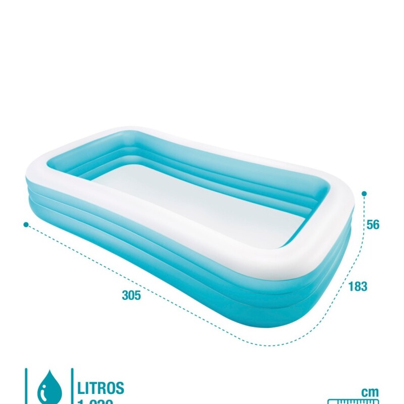 INTEX PISCINA INFLABLE RECTANGULAR PARA NIÑOS 305 X 183 X 56 CMS 1020 LITROS Intex Piscina Inflable Rectangular Para Niños 305 X 183 X 56 Cms 1020 Litros