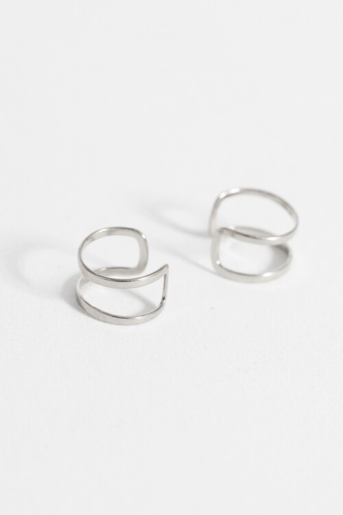 Earcuff doble acero plateado