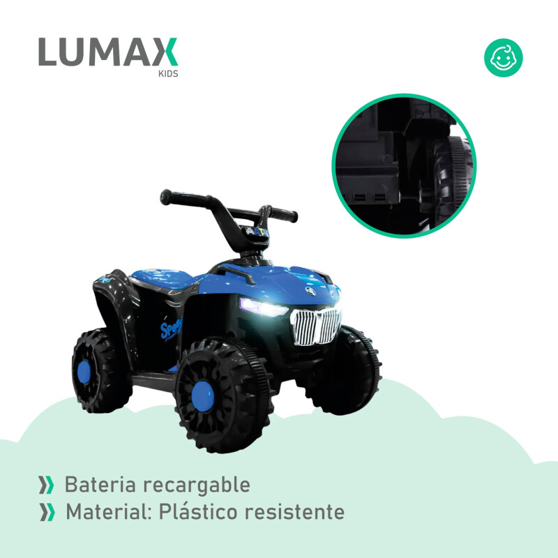 Cuatriciclo a Batería Lumax con Música y luces Azul