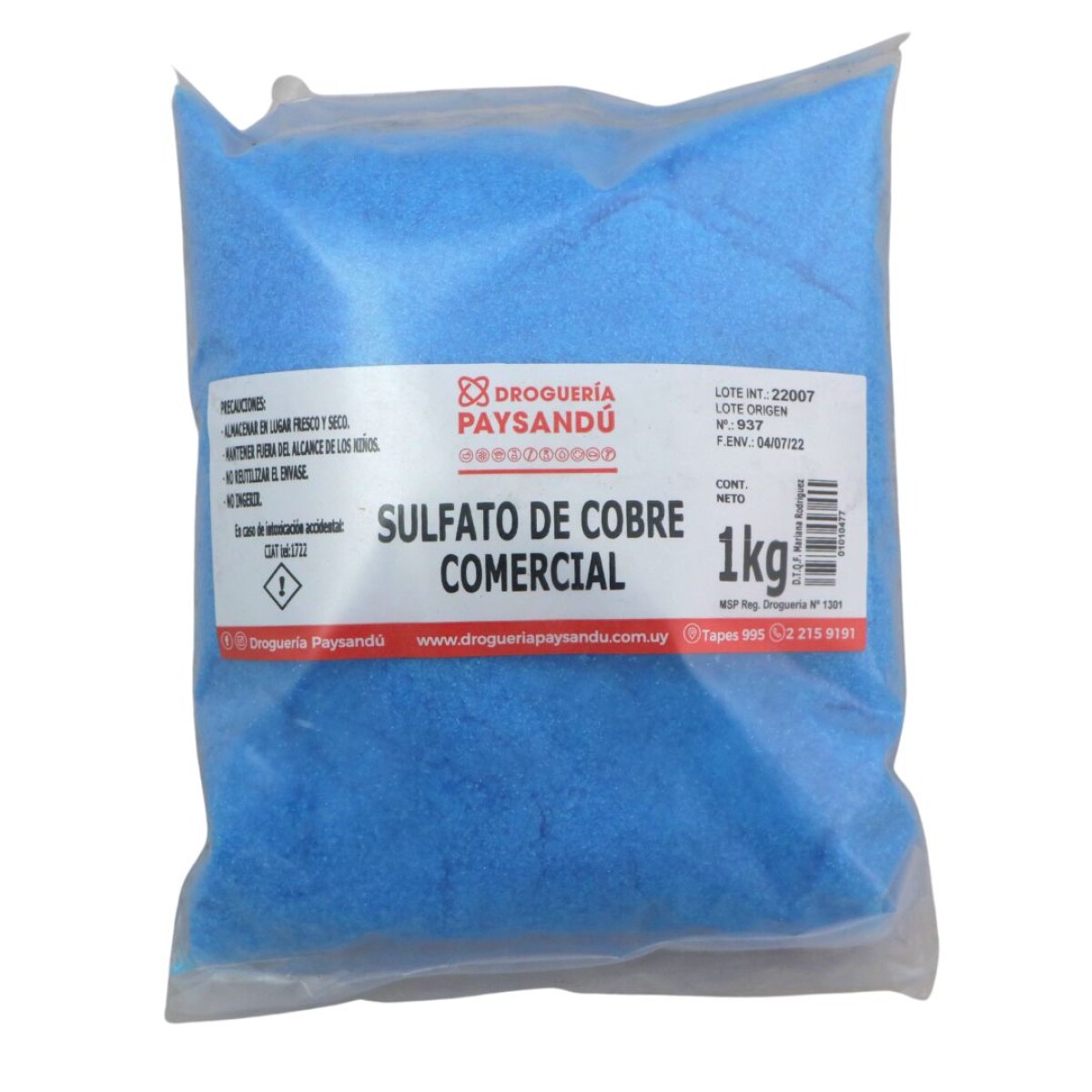 Sulfato de Cobre Comercial - 1 Kg 