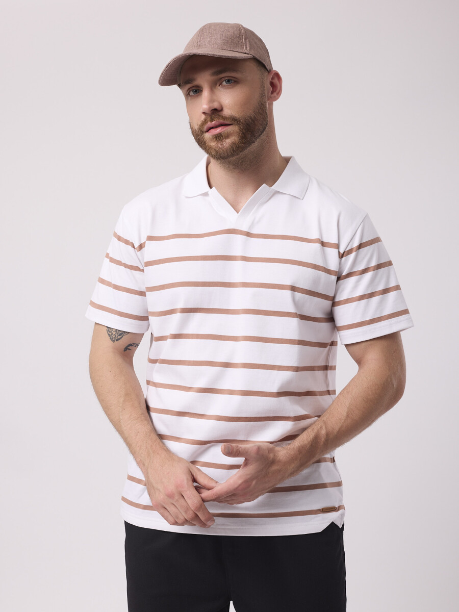 Remera rayada - beige 