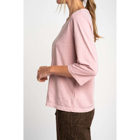Remera Lavada Manga 3/4 Rosa