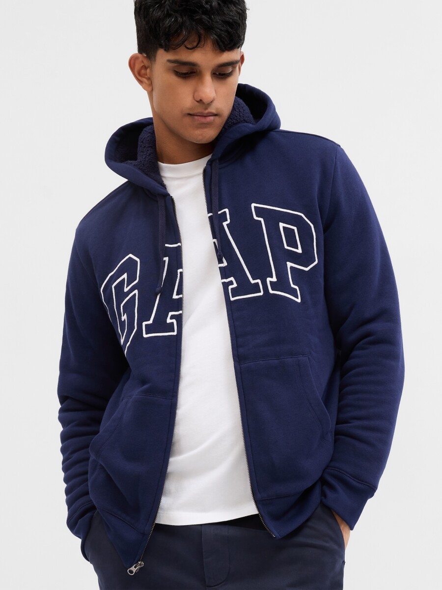 Canguro Con Corderito Con Cierre Logo Gap Hombre - Tapestry Navy 