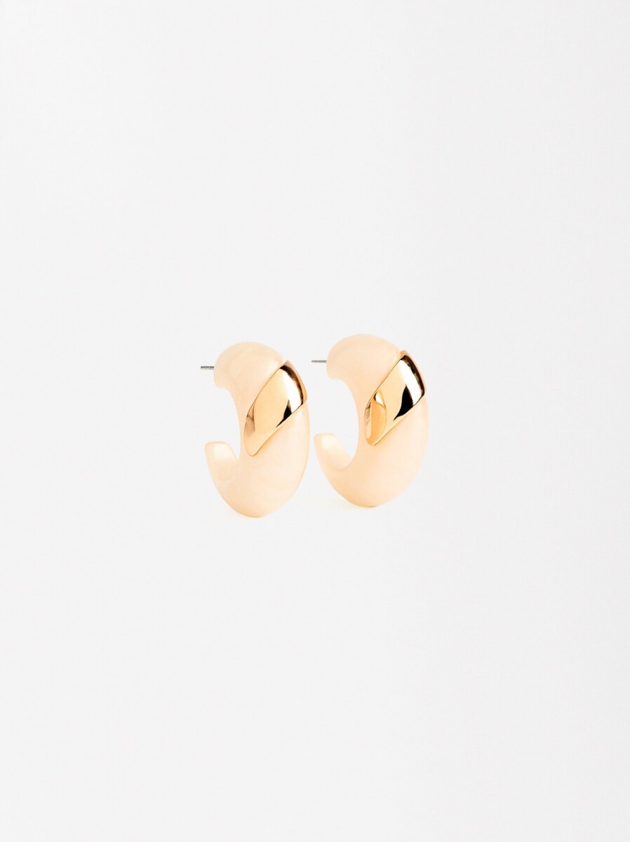 Aros Perlados Con Detalle Metálico - beige 