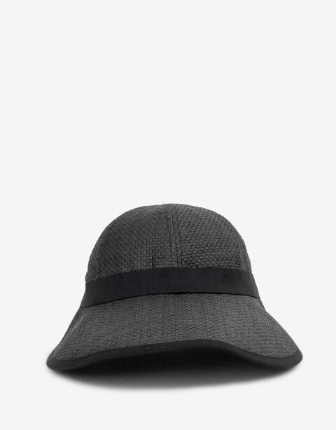 Sombreros Playa Visera Negra Con Moño Trasero - Negro