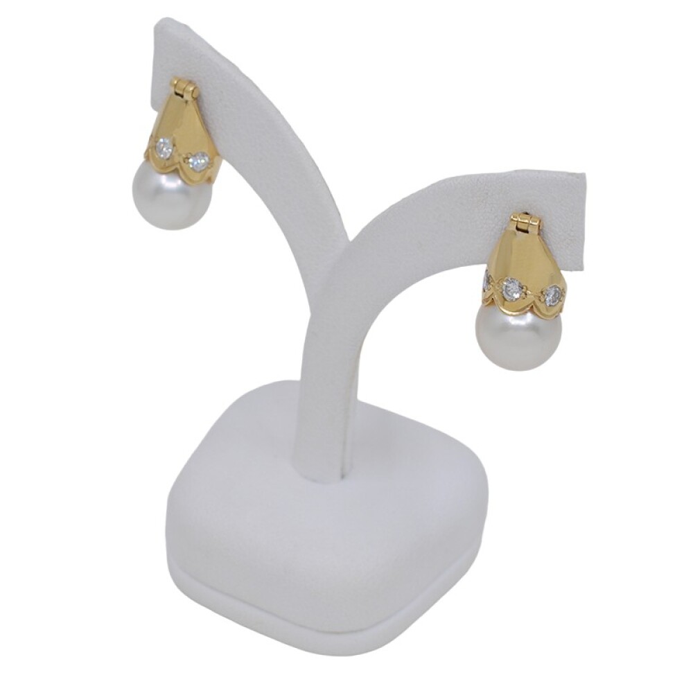 Caravanas En Oro 18K , Brillantes Y Perla De Cultivo Caravanas En Oro 18K , Brillantes Y Perla De Cultivo