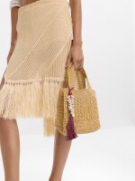 Bolsa Tote Efecto Rafia Con Detalle De Conchas Colgante S natural