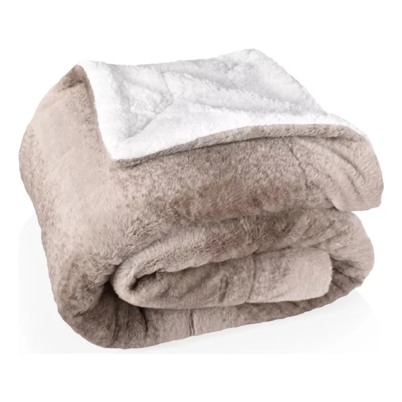 Frazada Reversible Polar Sherpa 1 Plaza 150x200 - Khaki Frazada Reversible Polar Sherpa 1 Plaza 150x200 - Khaki