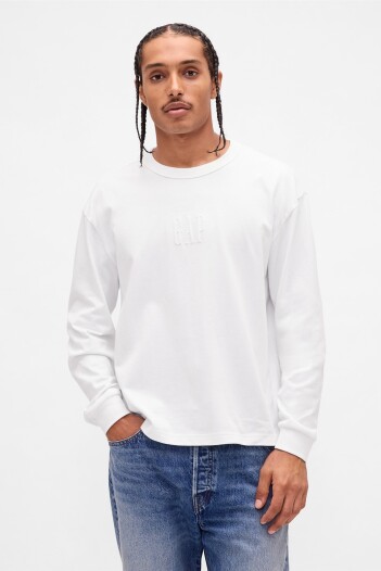 Remera Logo Gap Manga Larga Hombre Optic White V6