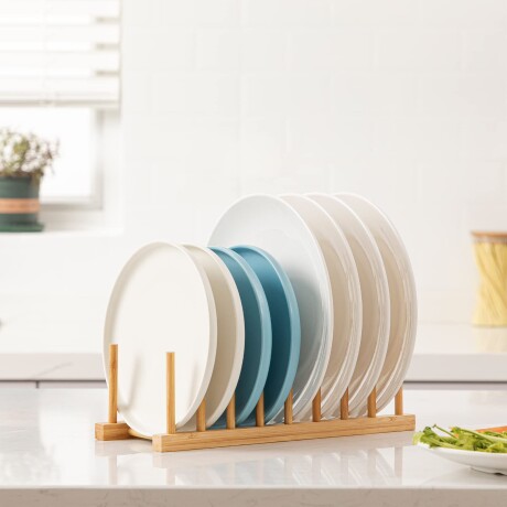 Escurridor De 8 Platos Madera Bambú 32cm x 12cm x 9cm Escurridor De 8 Platos Madera Bambú 32cm x 12cm x 9cm