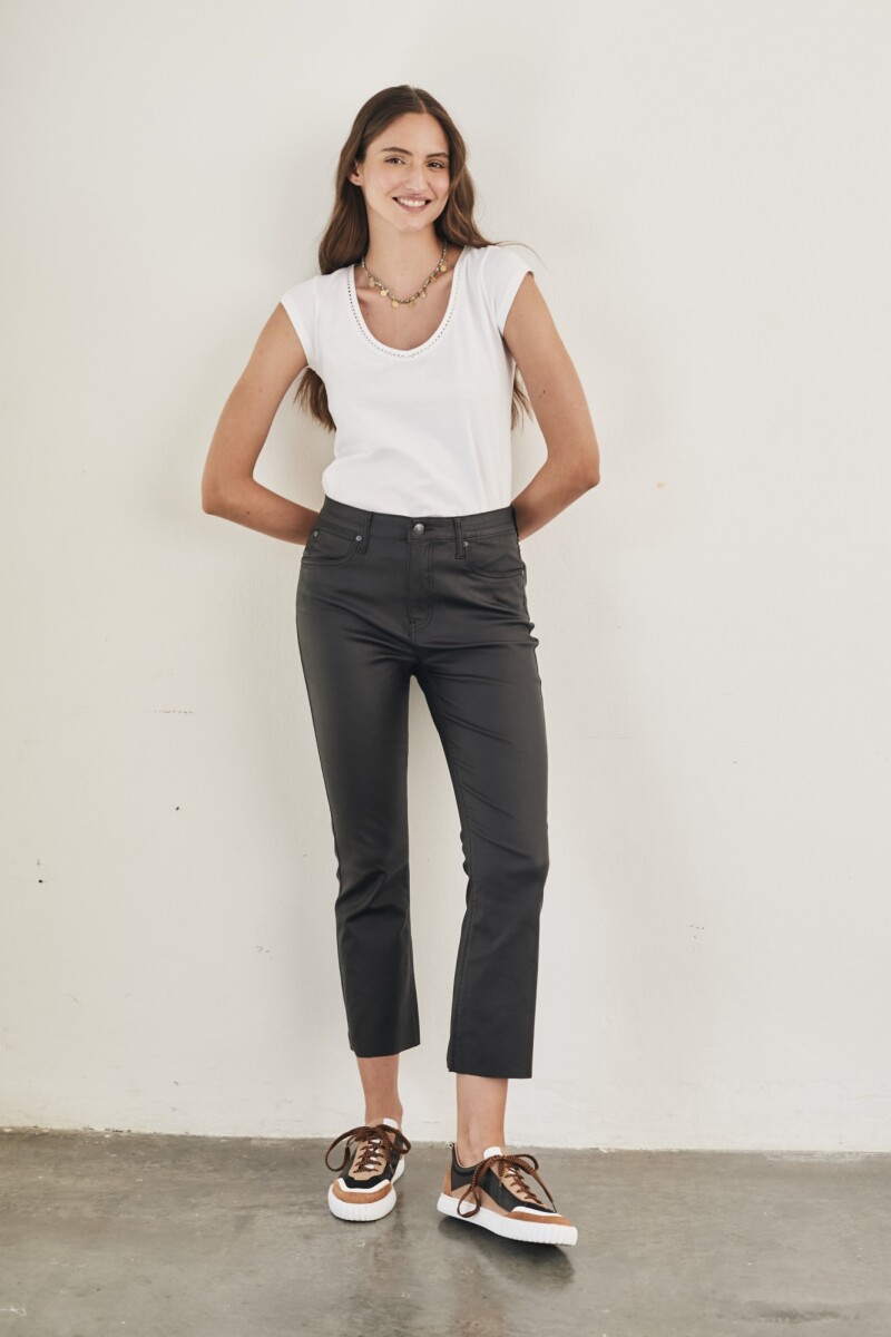 Waxed Crop Flare Negro