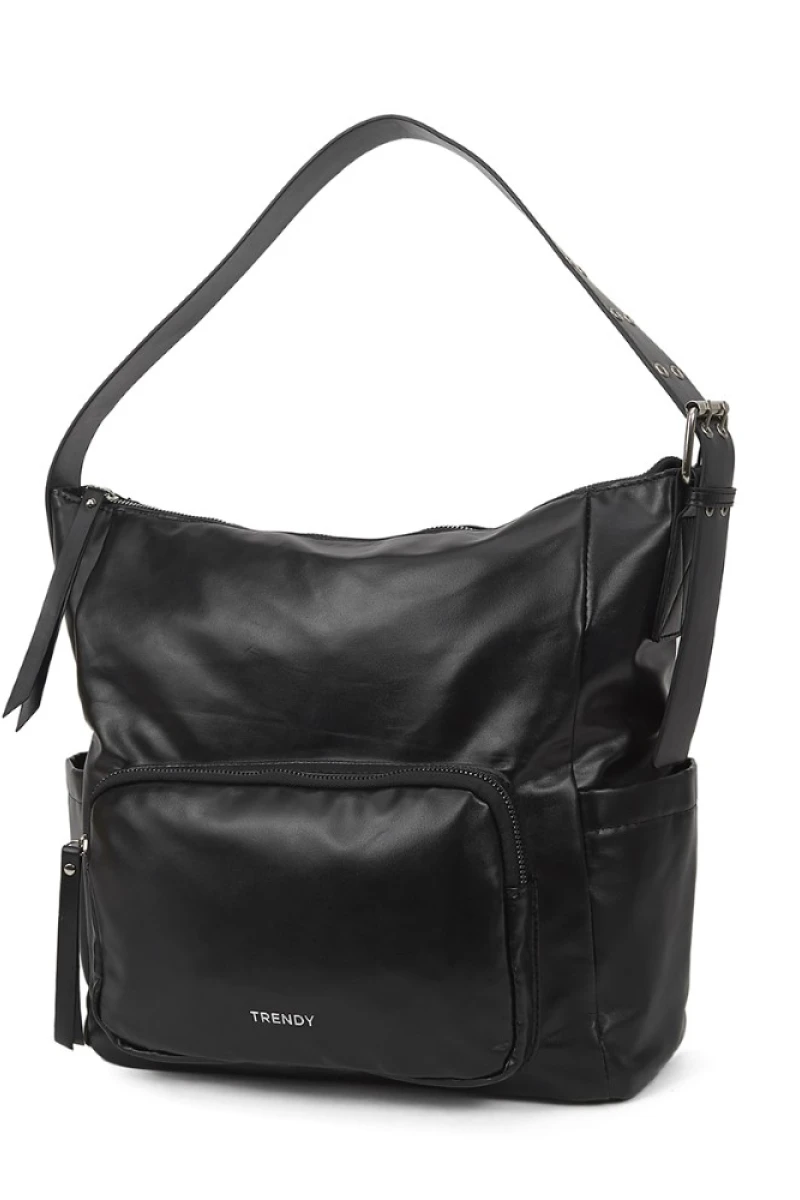 Bolso con bolsillo frontal y lateral Negro