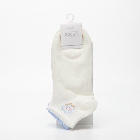 CALCETINES BAJOS CON DIBUJOS ANIMADOS DE NUBES PARA MUJER (2 PARES/BLANCOS) CALCETINES BAJOS CON DIBUJOS ANIMADOS DE NUBES PARA MUJER (2 PARES/BLANCOS)