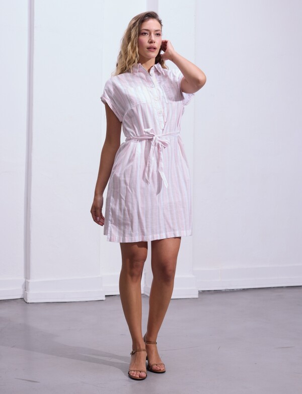 Vestido Algodon Detalle Botones ROSA/MULTI