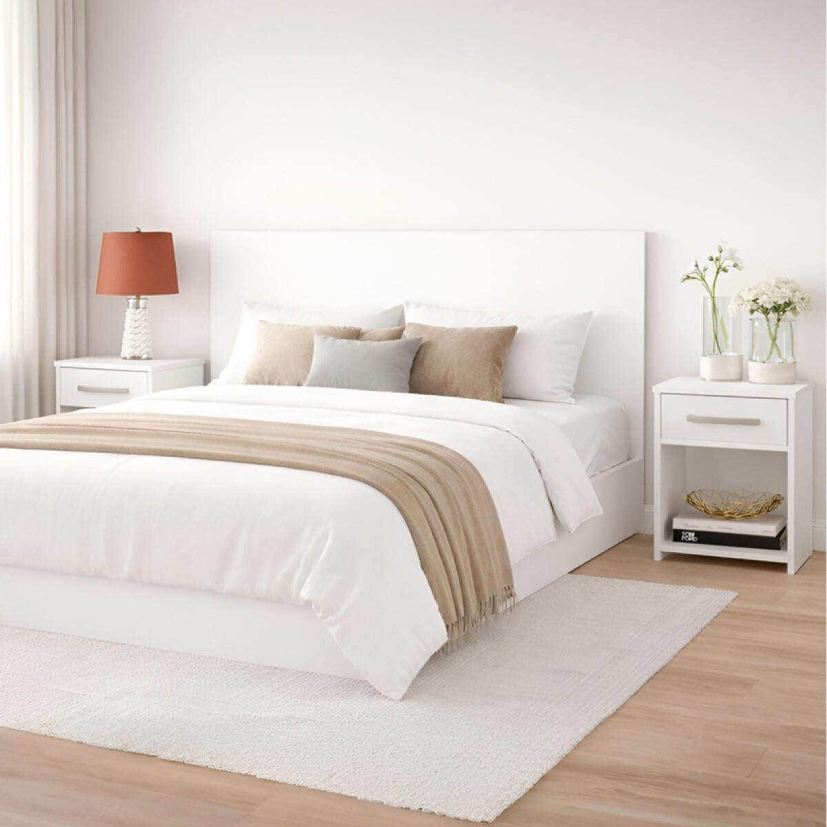 Respaldo de Sommier C/ 2 Mesas de Luz - MDP - BLANCO 