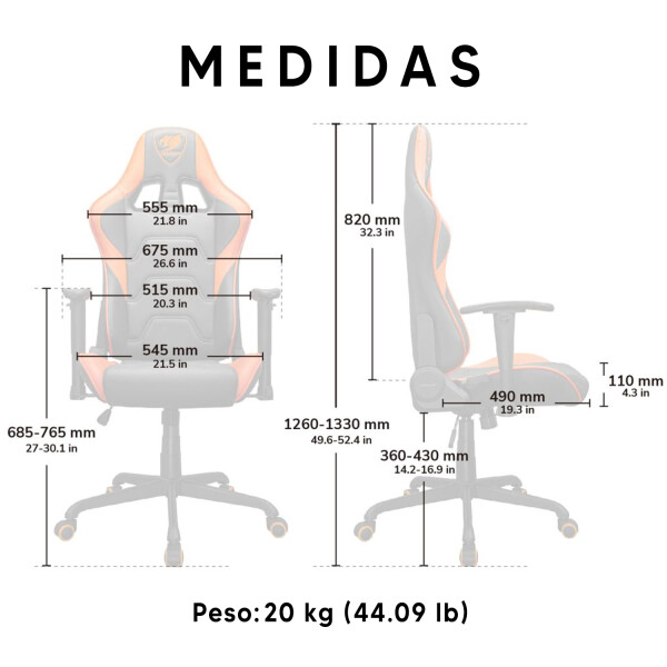 Silla Gaming Cougar Armor Elite Ergonómica NARANJA
