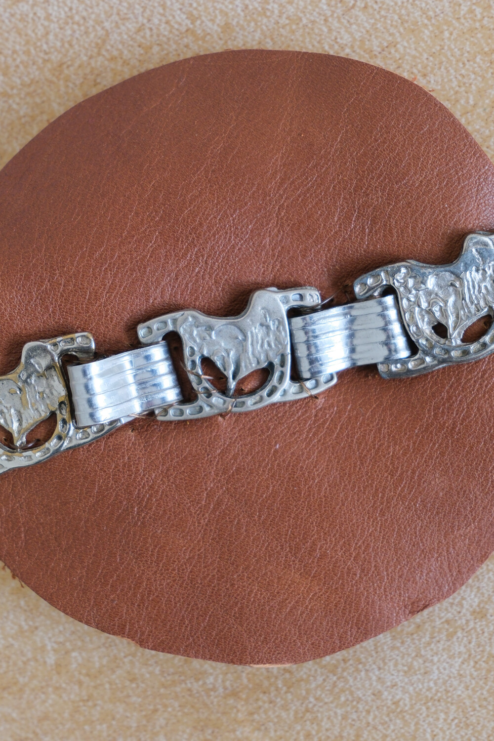 Round Leather Headpiece Camel