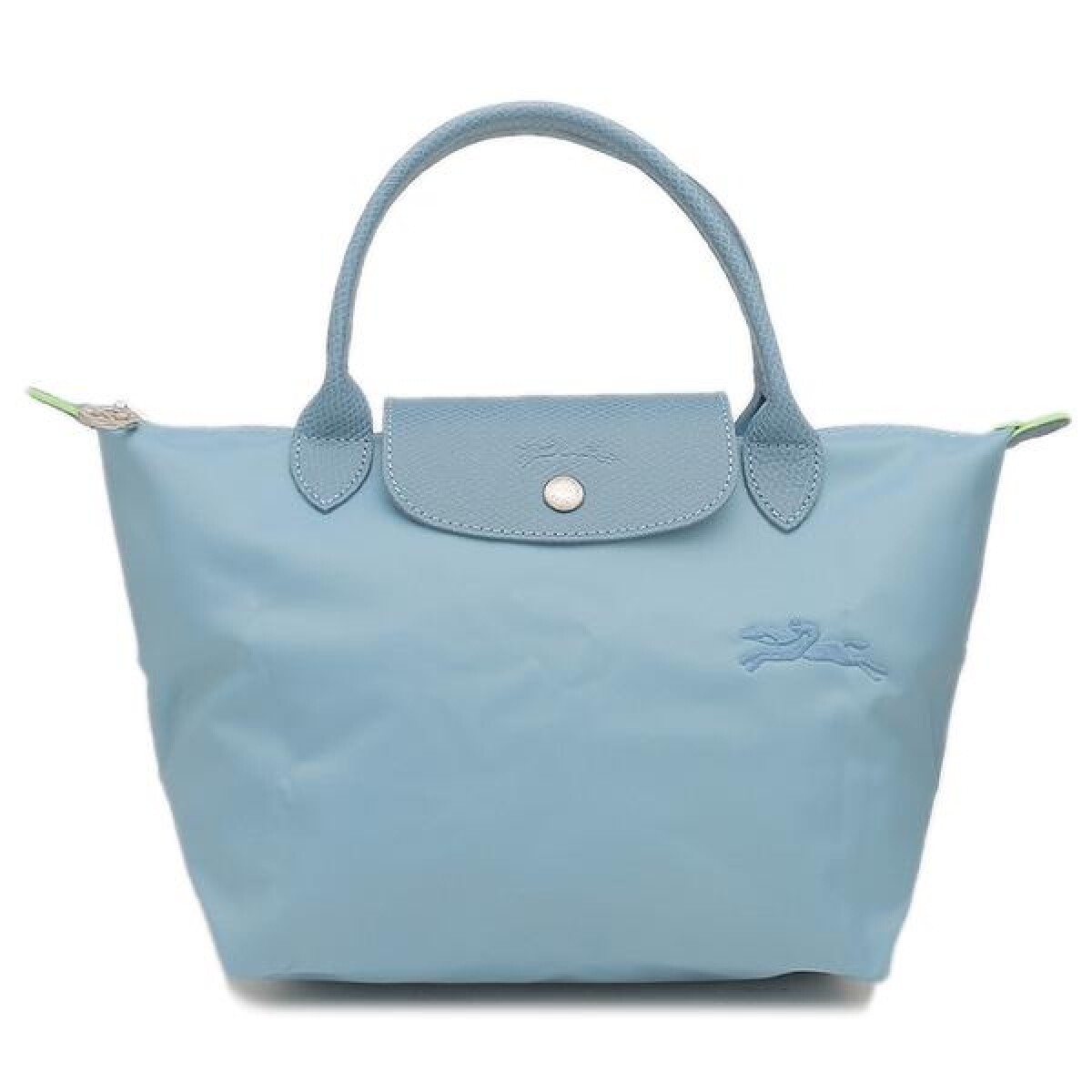 Longchamp -Cartera Longchamp plegable de nylon con cierre y asa corta, Le pliage green S - Celeste 