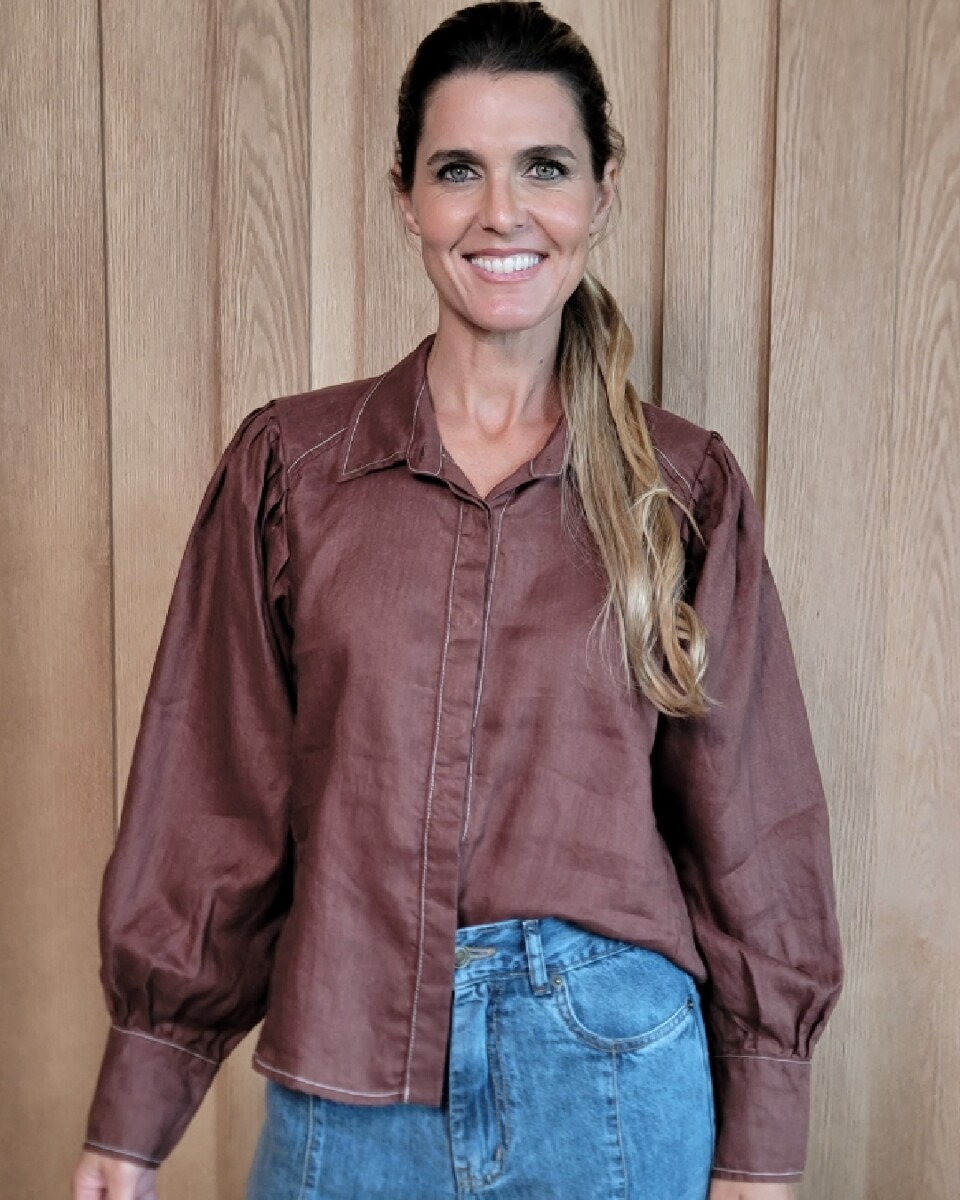 Camisa Amalia - Puro Lino Chocolate 