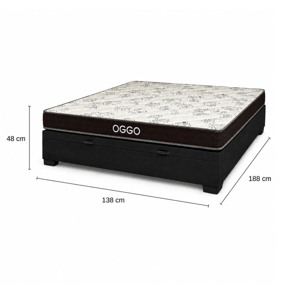 SOMMIER - DORADO 2 PLAZAS 100% ESPUMA CON BOX BAÚL
