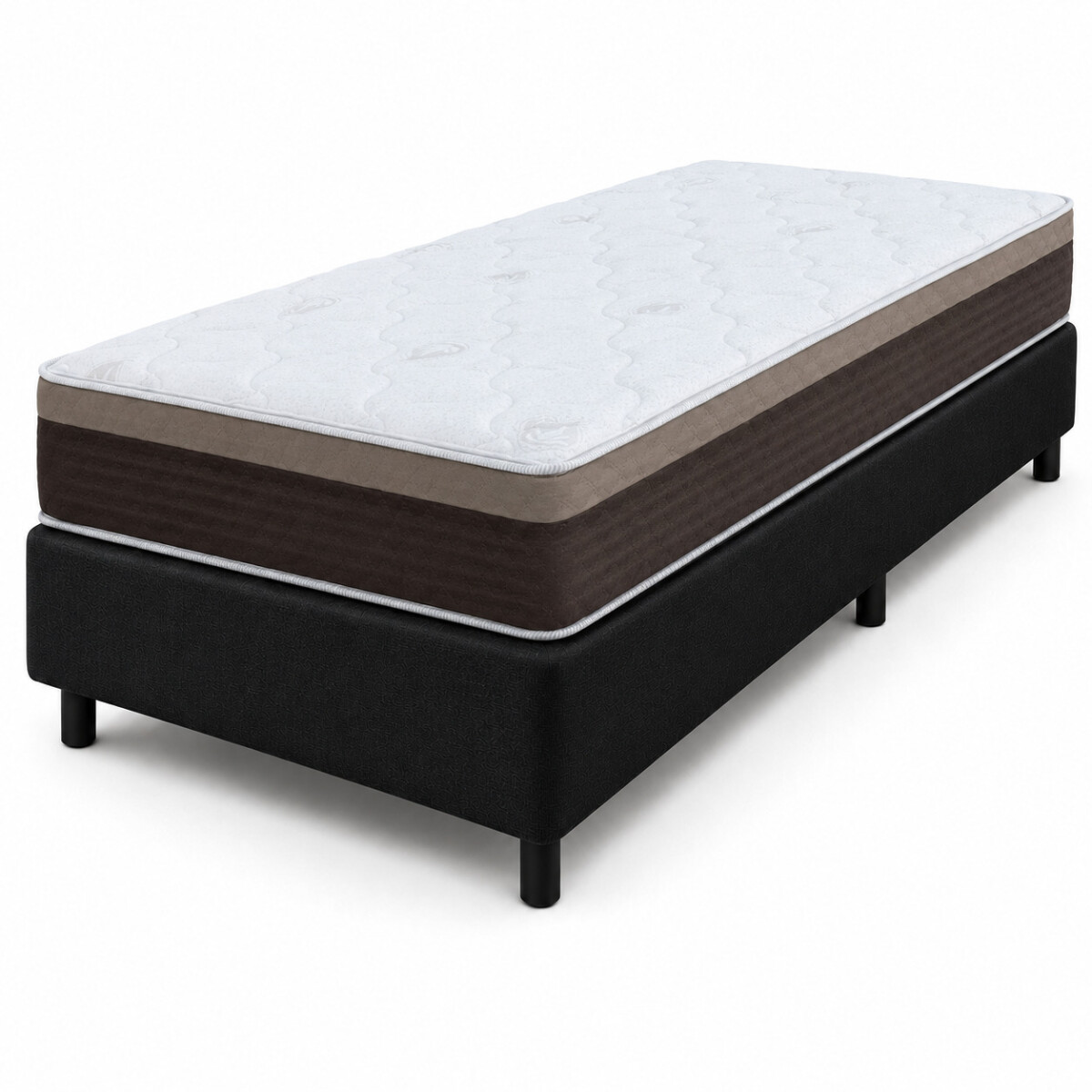 Sommier con Resortes Pocket Espuma Alta Densidad y Eurotop Soporte 130 Kg - 1 Plaza 88 cm de Ancho 
