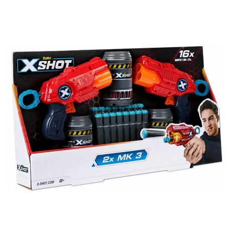 Pistolas de Dardos X-shot Excel MK3 X 2 16 Dardos y Latas 001