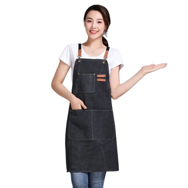 Delantal Unisex y Ajustable Para Chef Estudio Cocina Mesero Negro