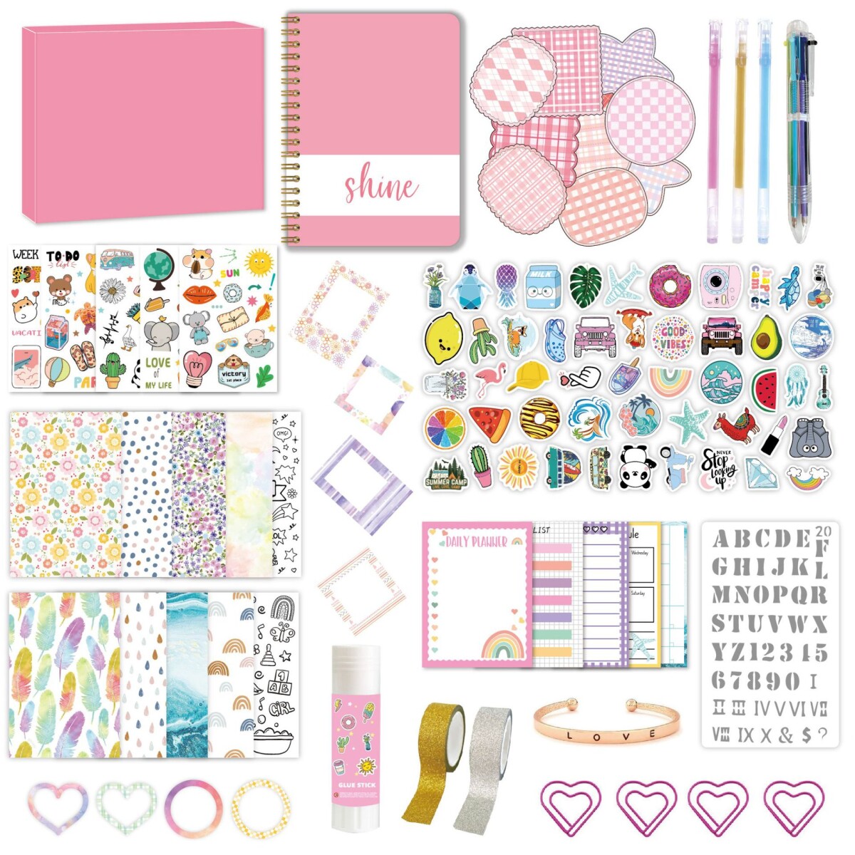 Set De Papelería Infantil Pastel - Rosa 