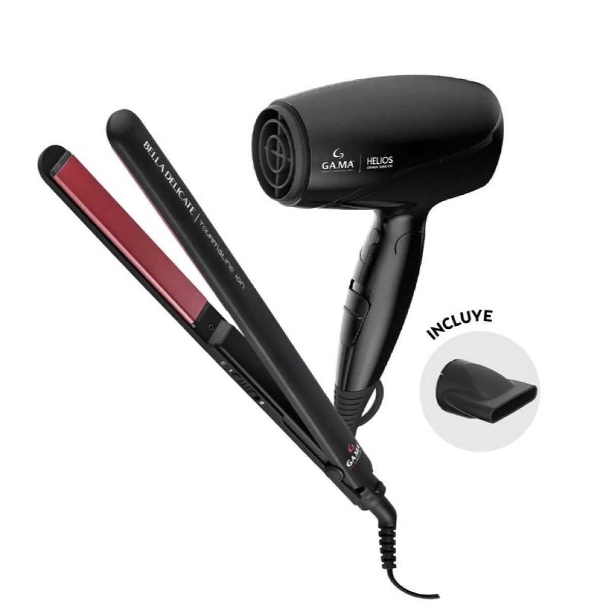 COMBO GA.MA PLANCHITA BELLA DELICATE + SECADOR EOLIC HELIOS 