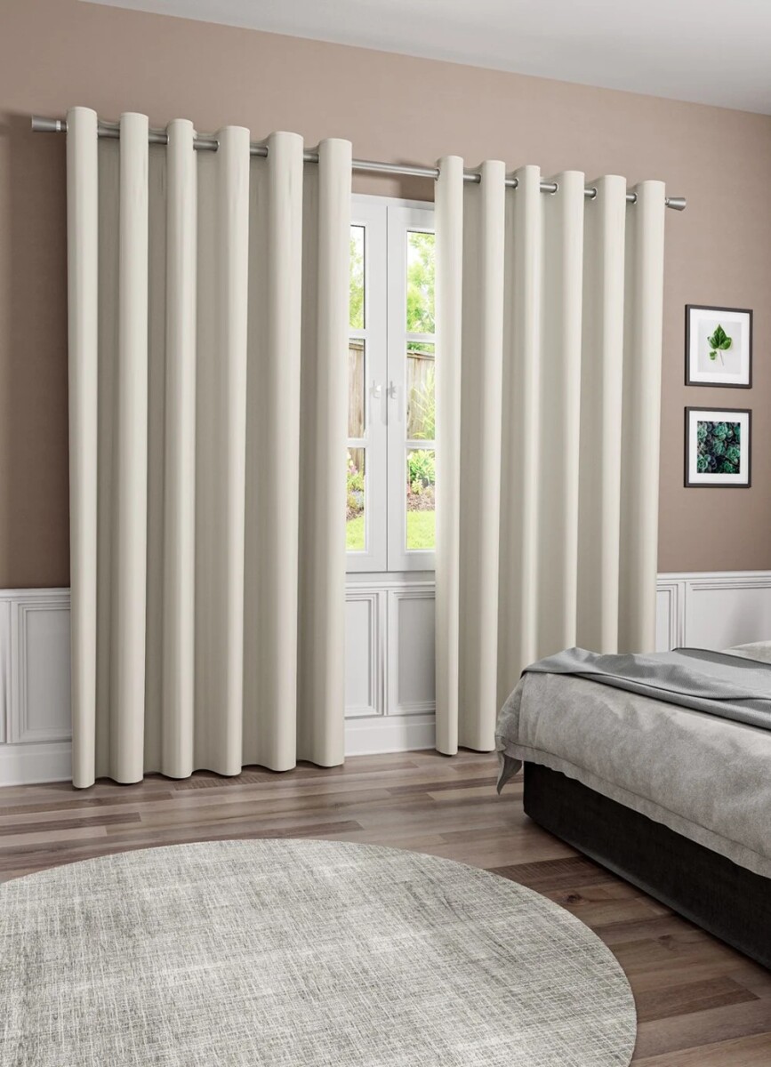 Set x2 paños cortina blackout 1,35m x 2,30m - BEIGE 