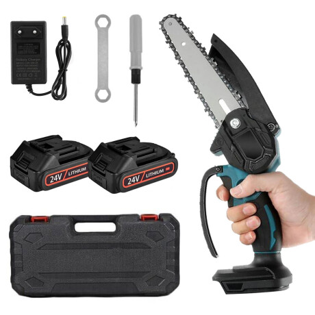 Mini Motosierra Inalámbrica Portable Recargable + 2 Baterías Negro