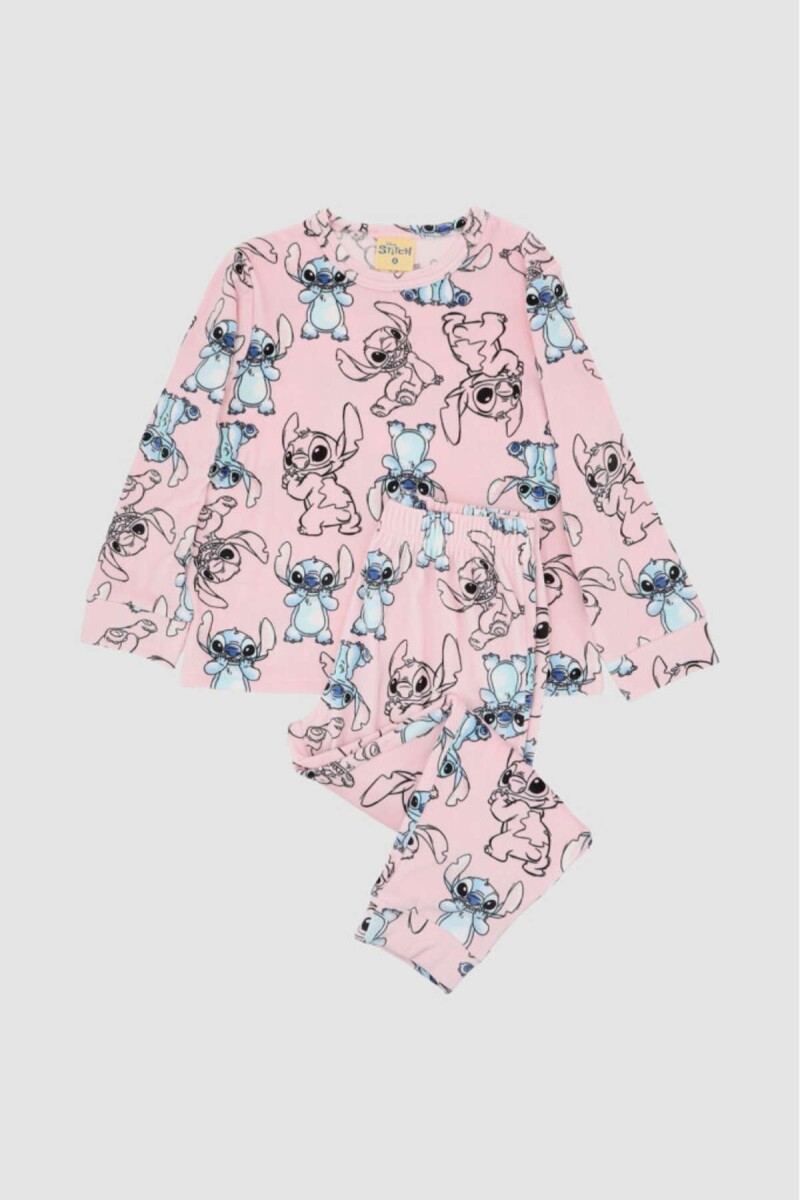 Pijama teens stitch velour - Rosado 