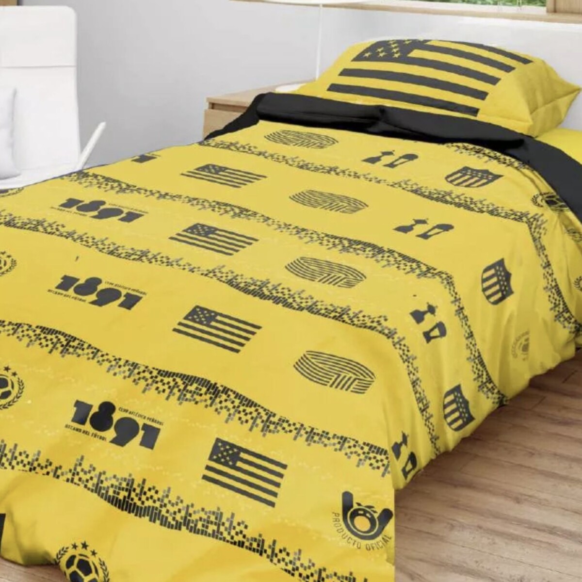 Juego de sábanas 1 plaza 240cm x 160cm Nacional o Peñarol - PEÑAROL ESCUDO CHICO 