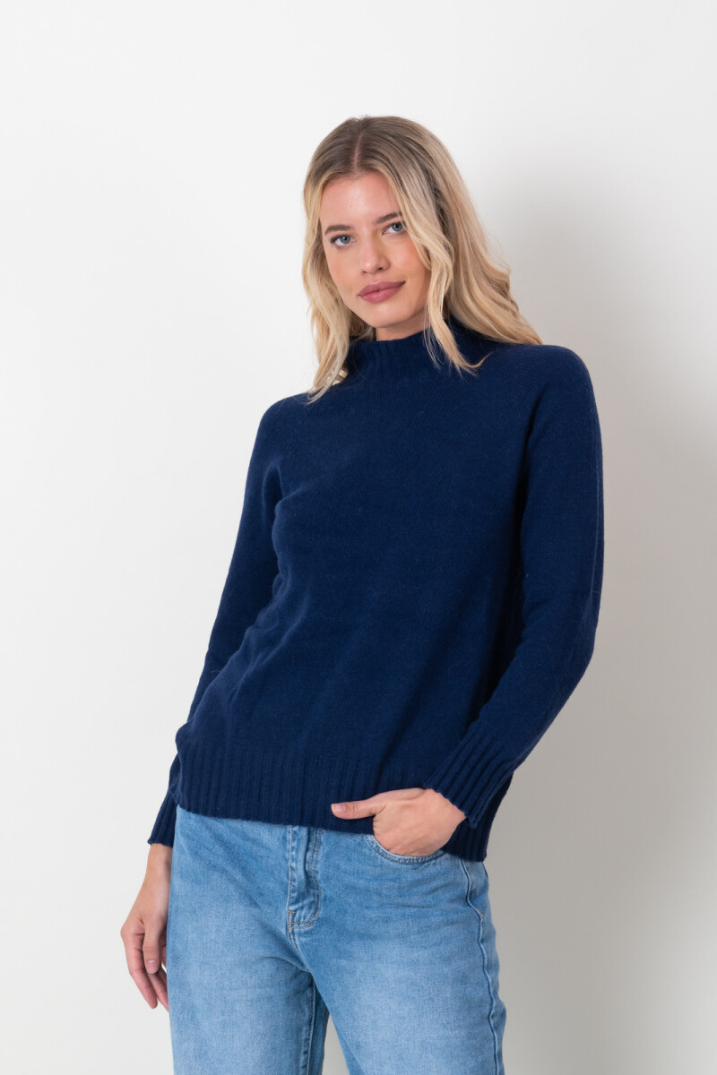 Sweater Cashmere cuello alto - Azul Marino 