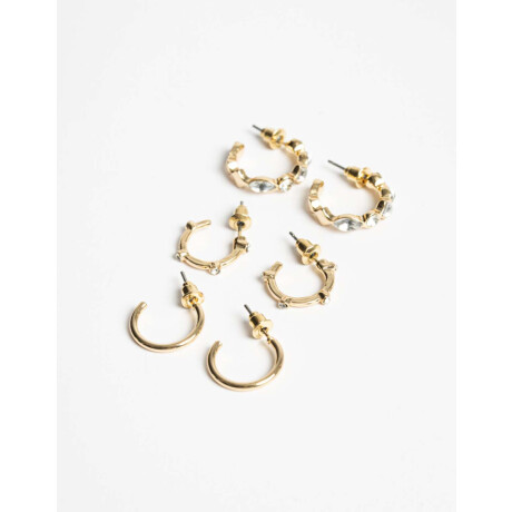 Set De Argollas Con Strass Dorado